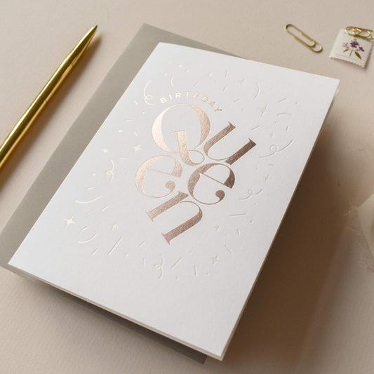 Birthday Queen Rose Gold Card