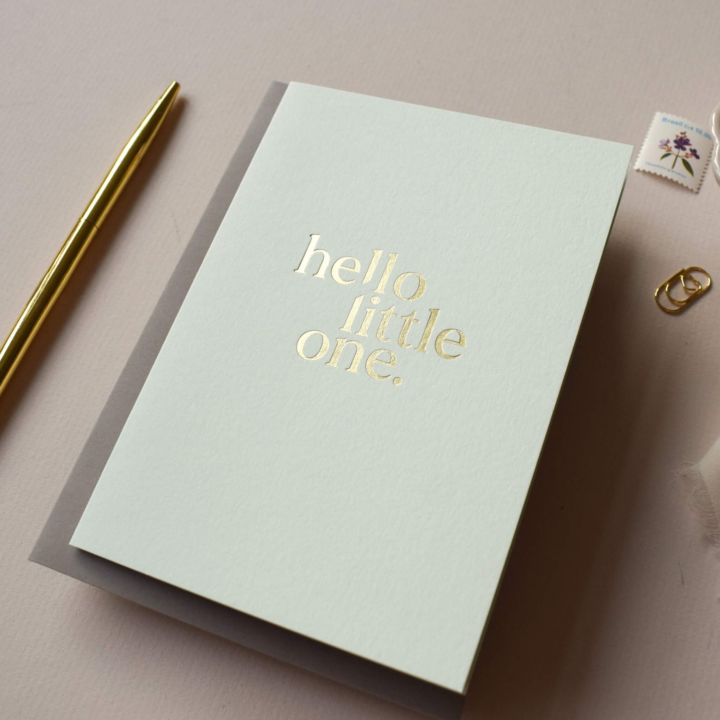 Hello Little One, Gold Foil Baby Card