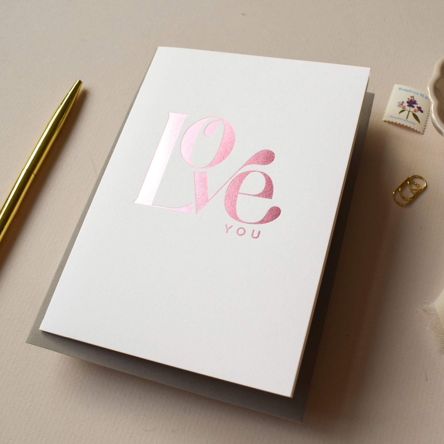 Love You Pink Foil Card