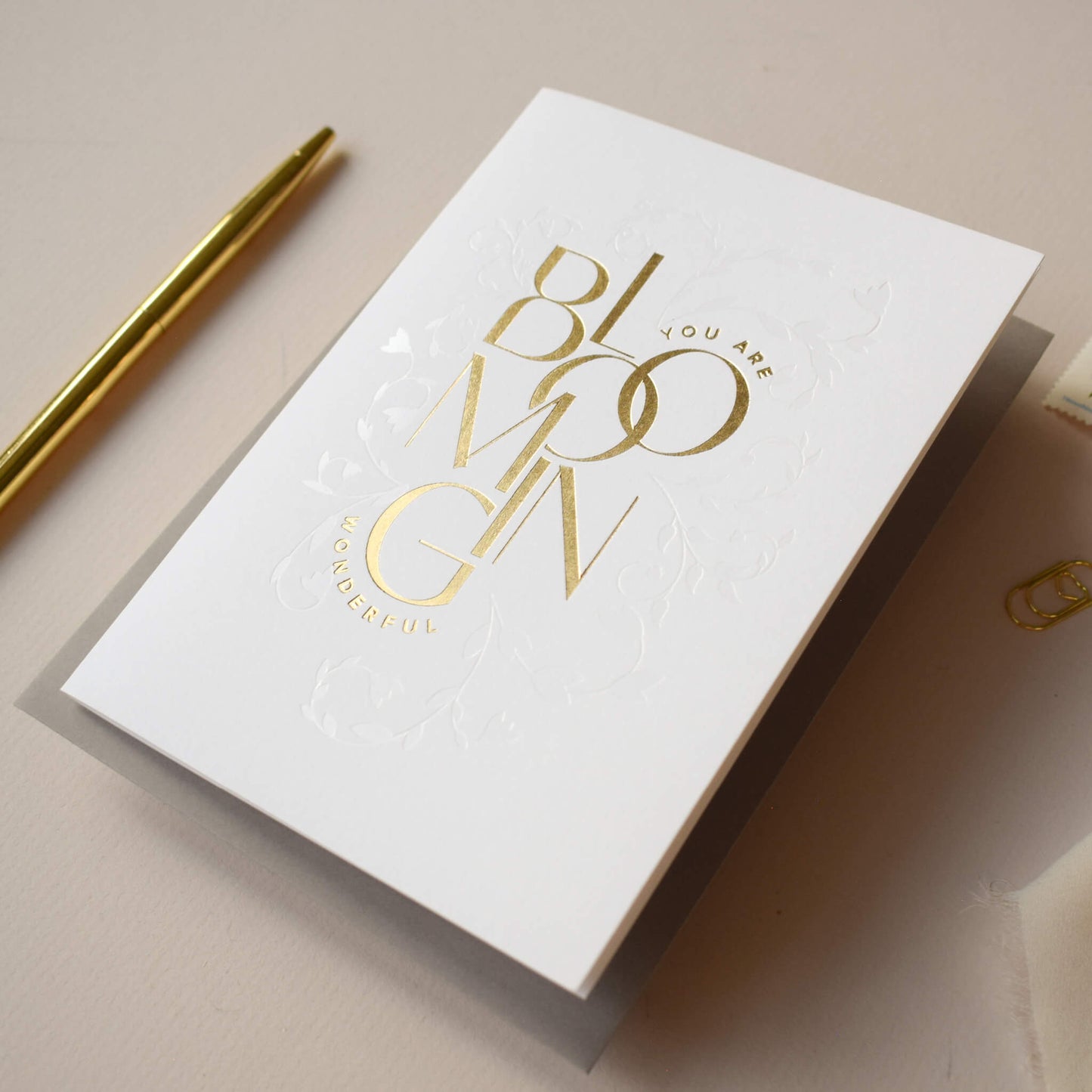 You Are Blooming Wonderful Card In Gold Foil