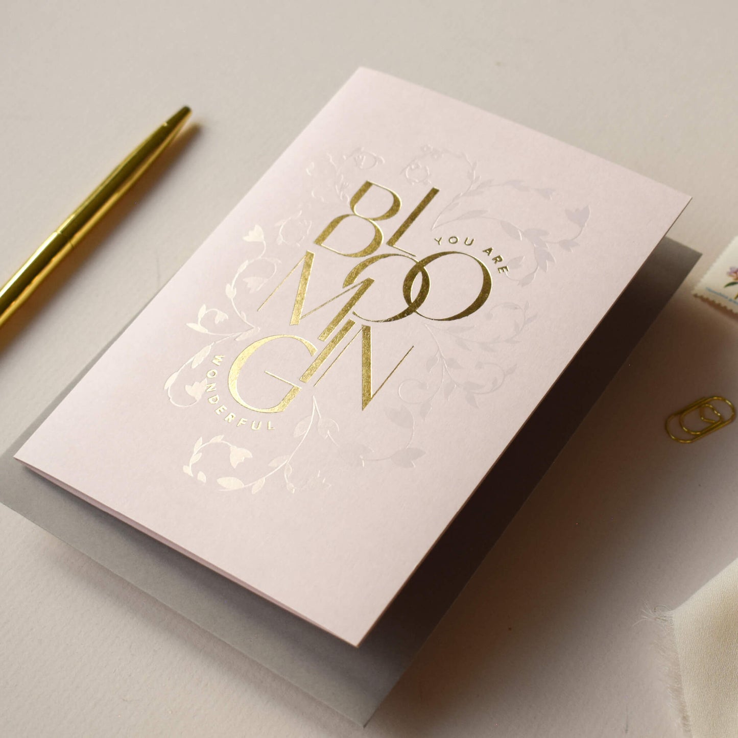 You Are Blooming Wonderful Card, Blush Pink
