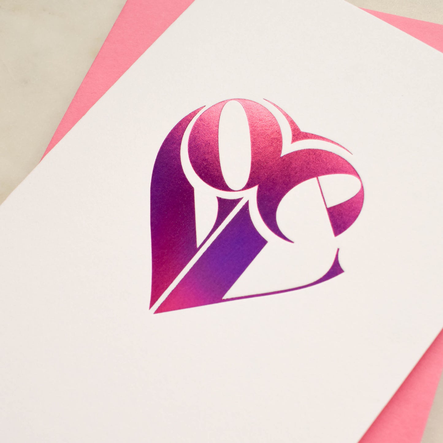 Love Heart Pink Foil Card