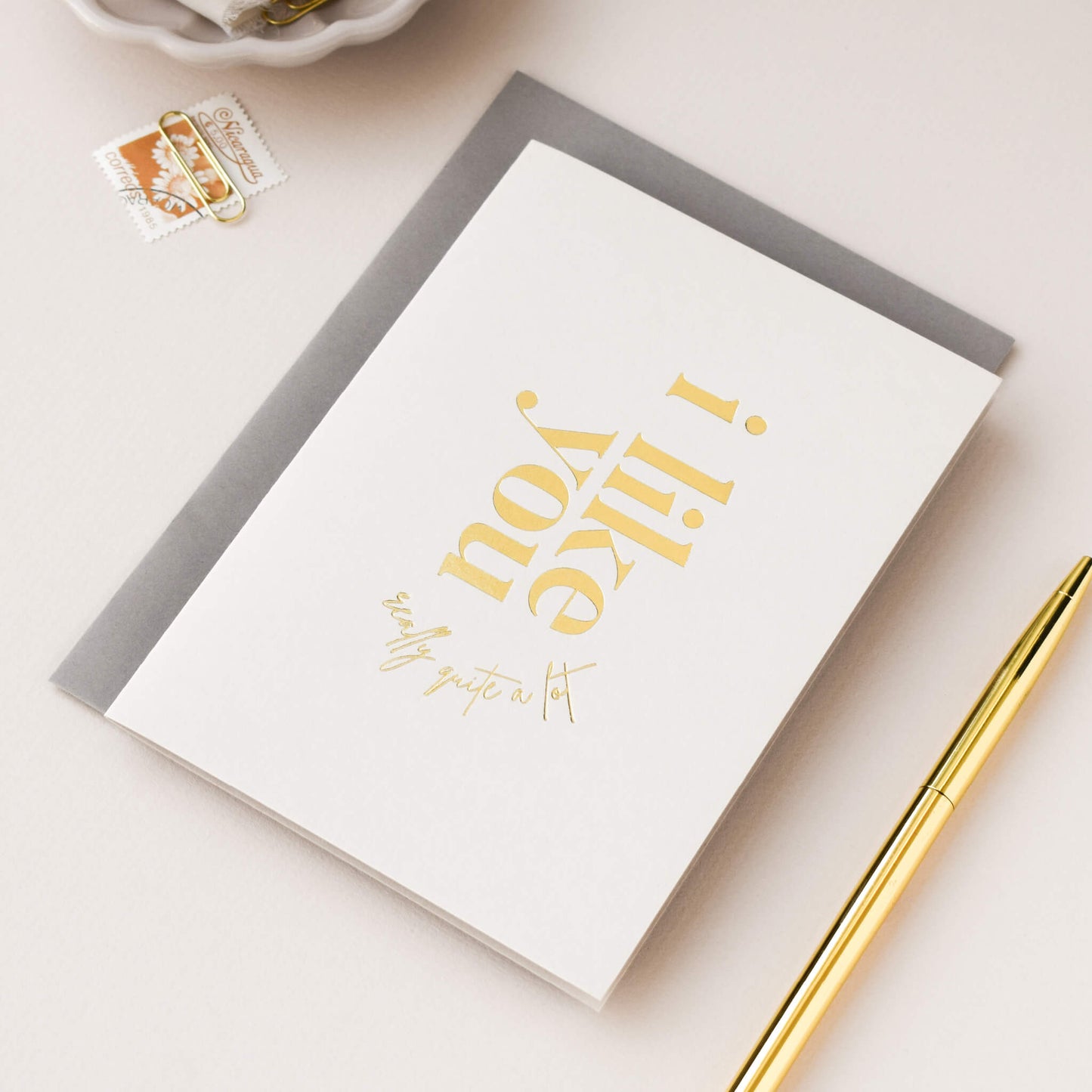 I Like You Card in Gold Foil