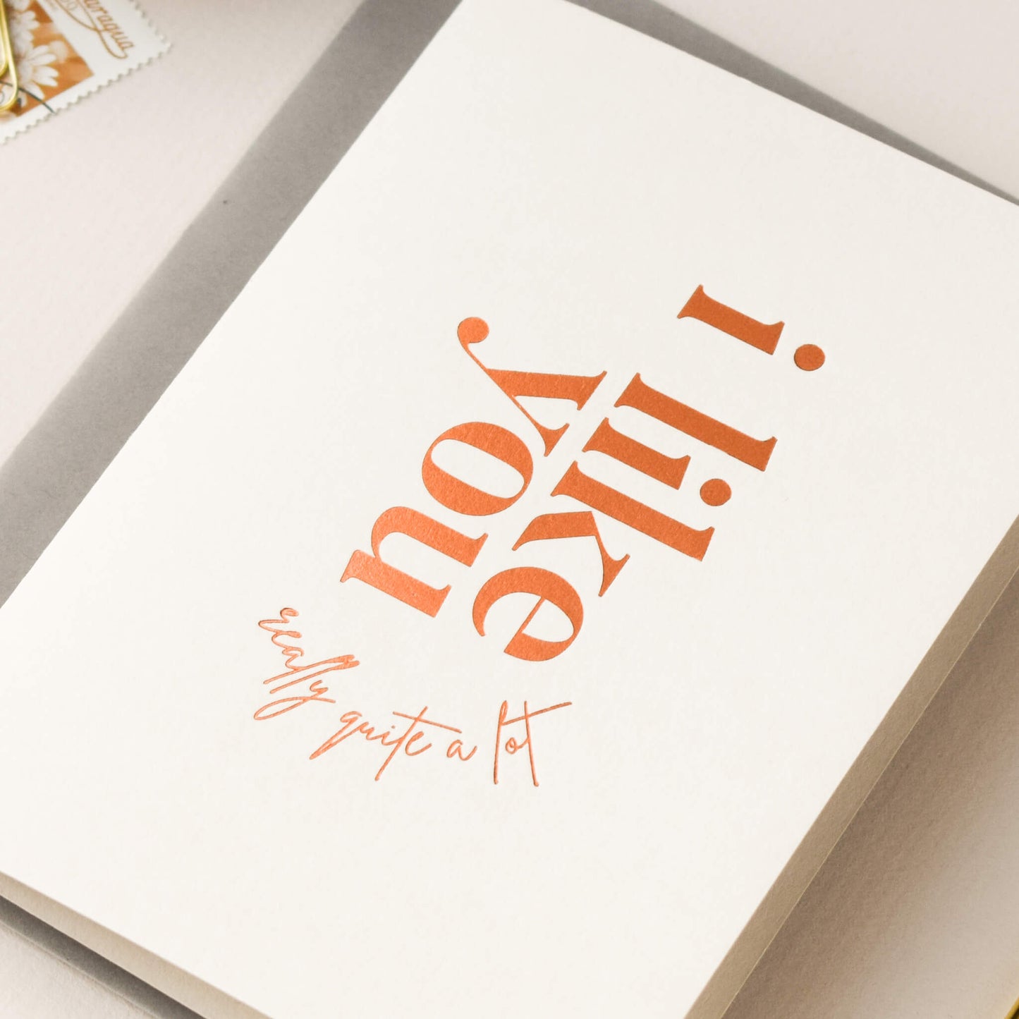 I Like You Card in Copper Foil