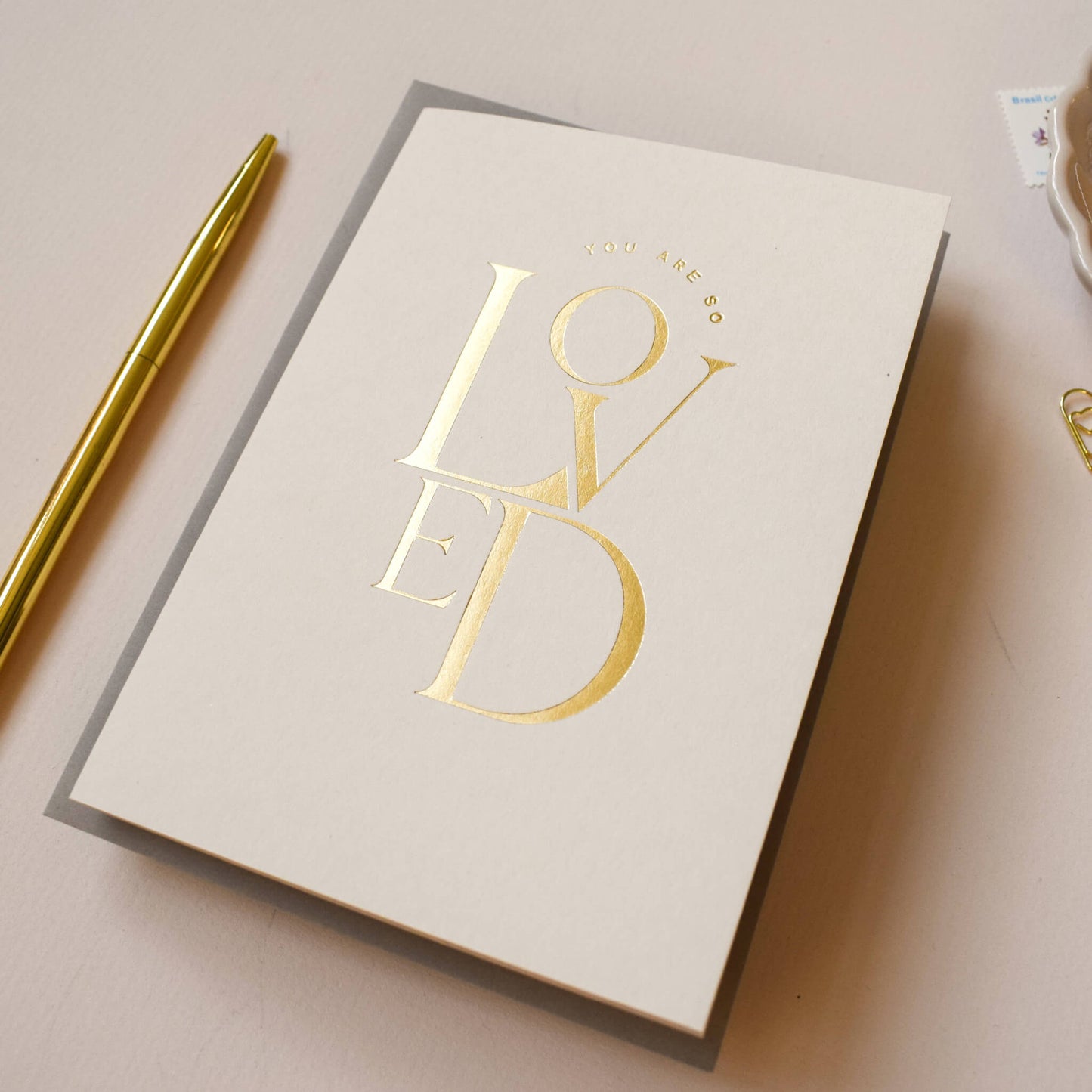 You Are So Loved Card in Gold Foil