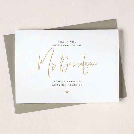 Personalised Thank You Teacher Card