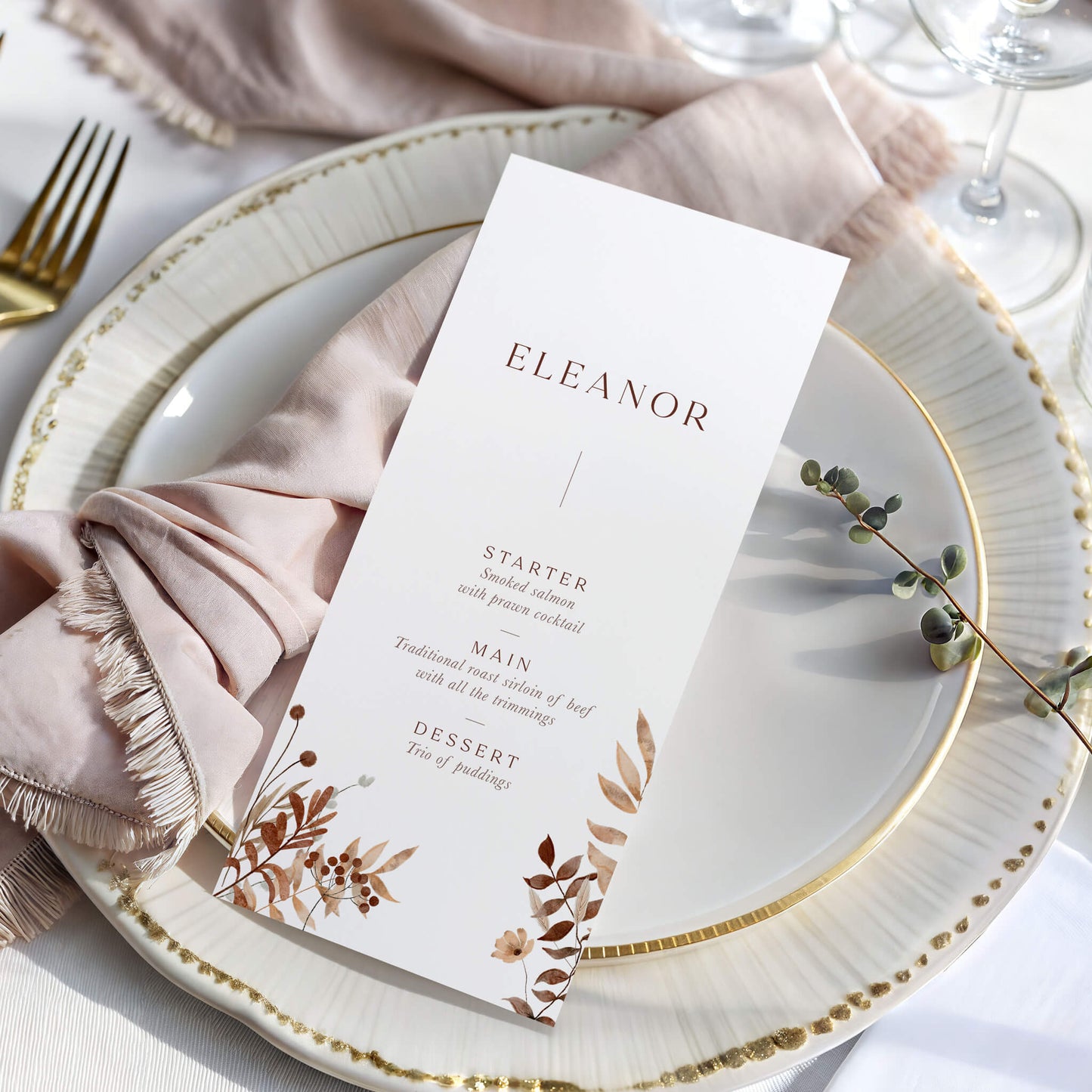 Boho Verdant Wedding Menu