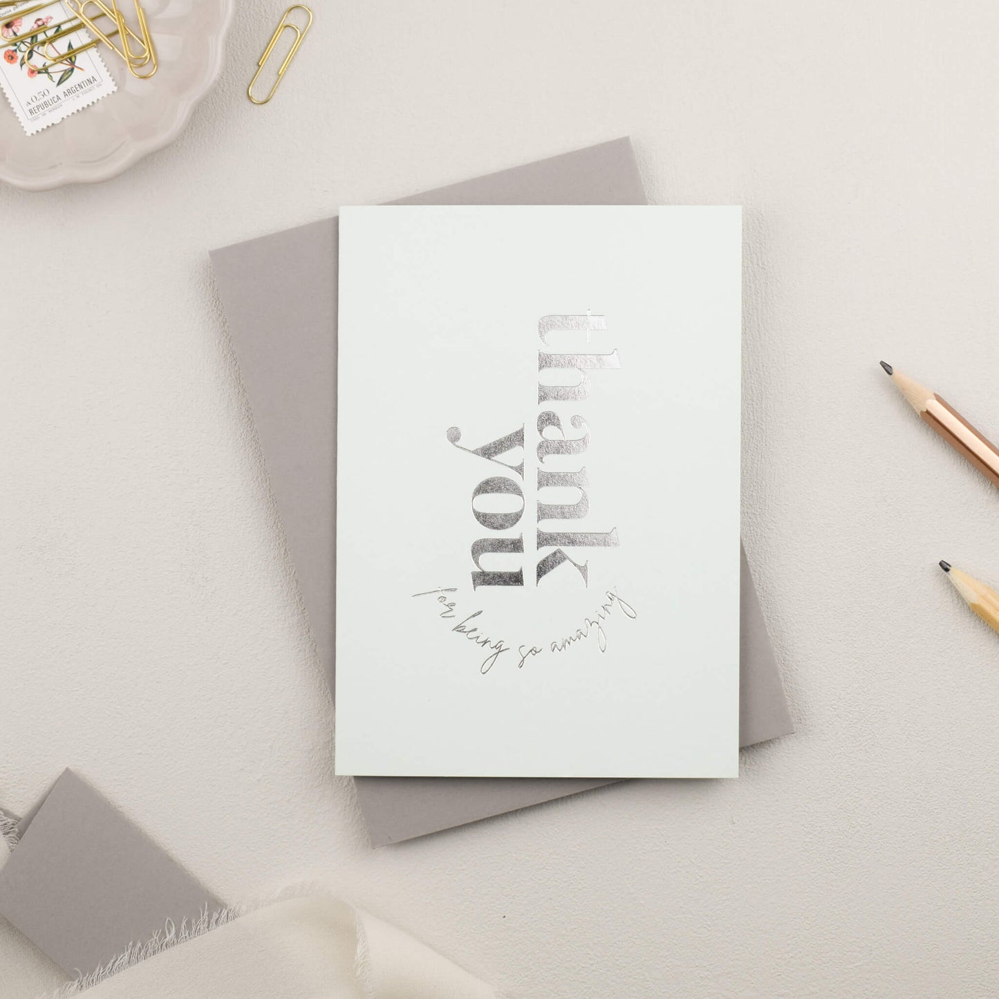 Thank You For Being So Amazing Card in Silver Foil