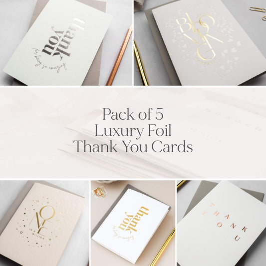 Five Luxury Foil Thank You Cards