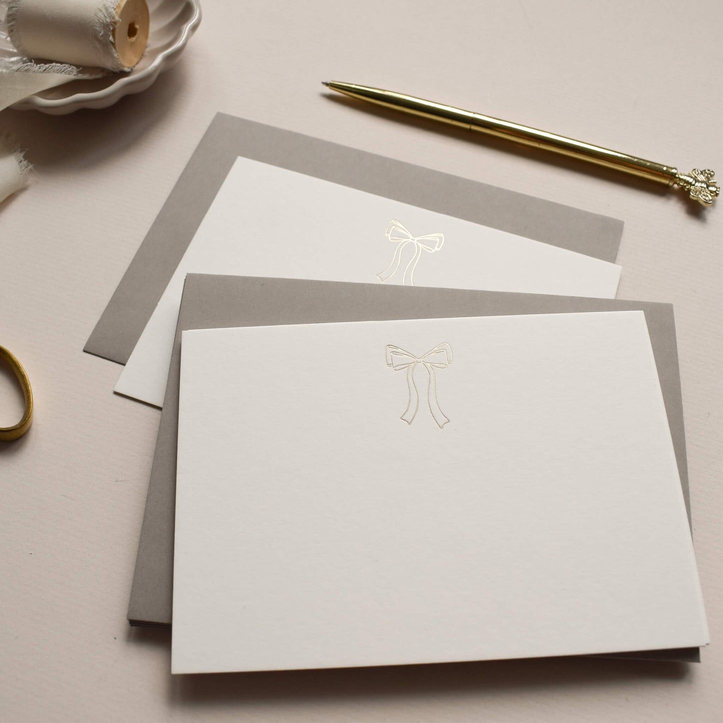Gold Bow Luxury Notecards