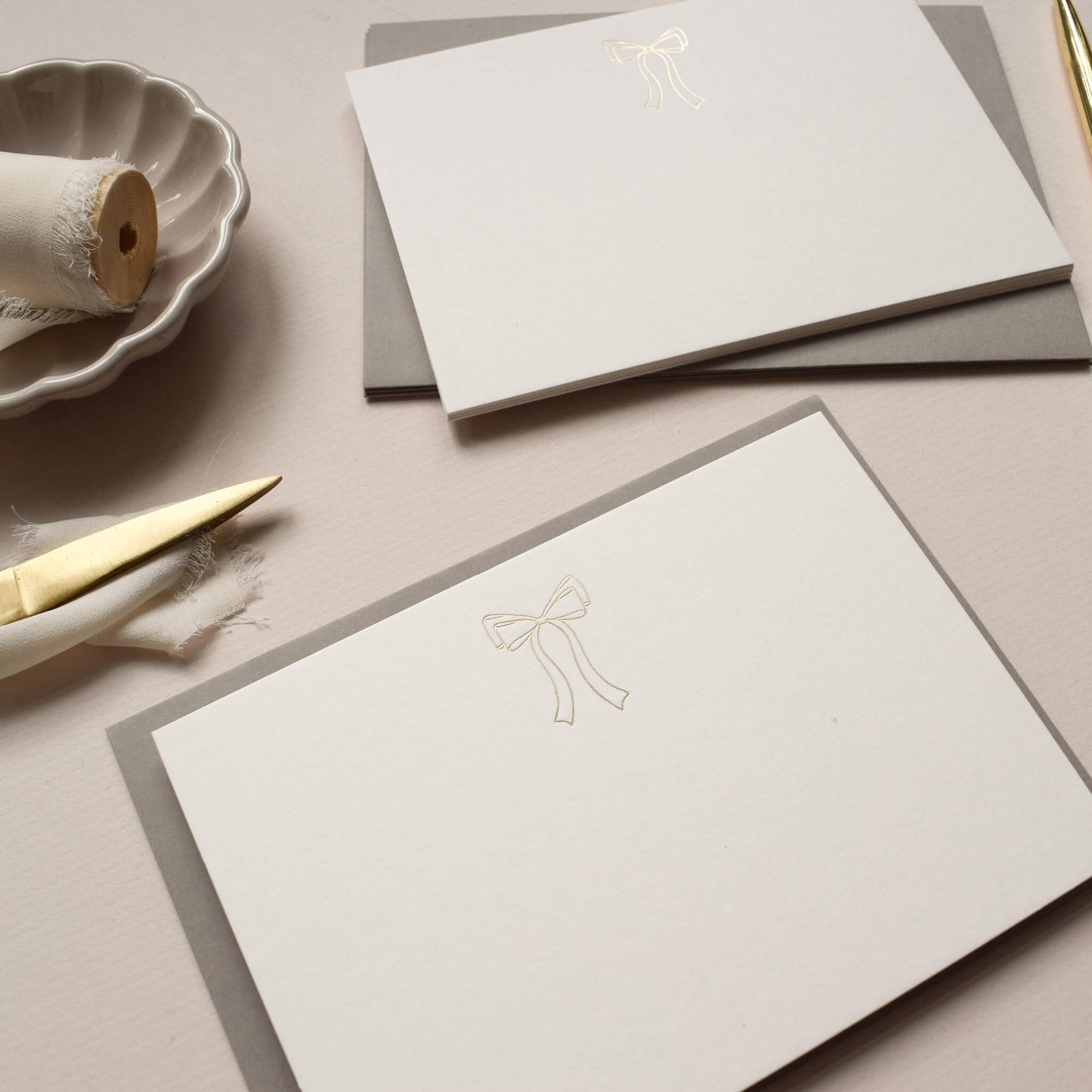 Gold Bow Luxury Notecards