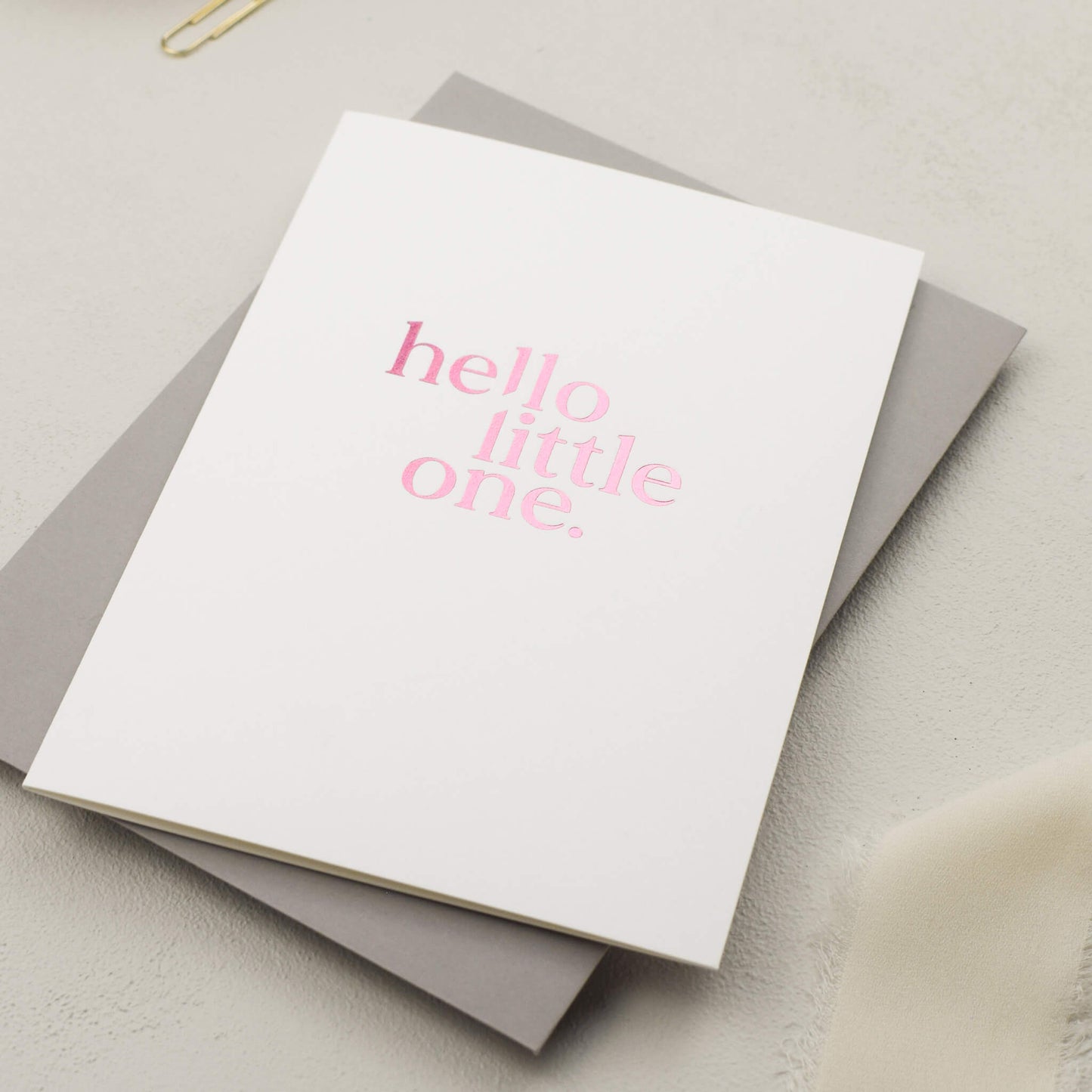 Hello Little One, Pink Foil New Baby Card