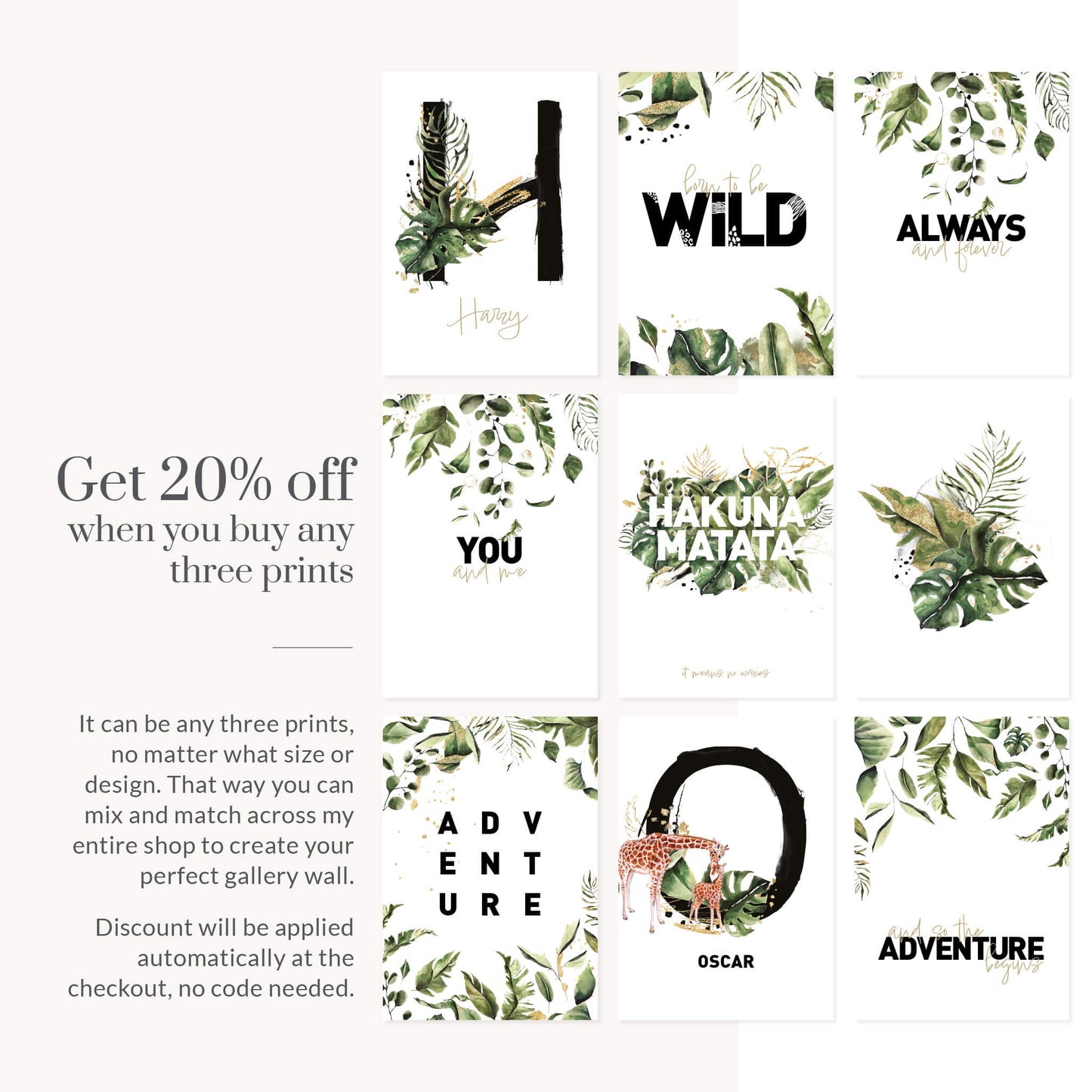 Botanical Leaves Print, Set of Three