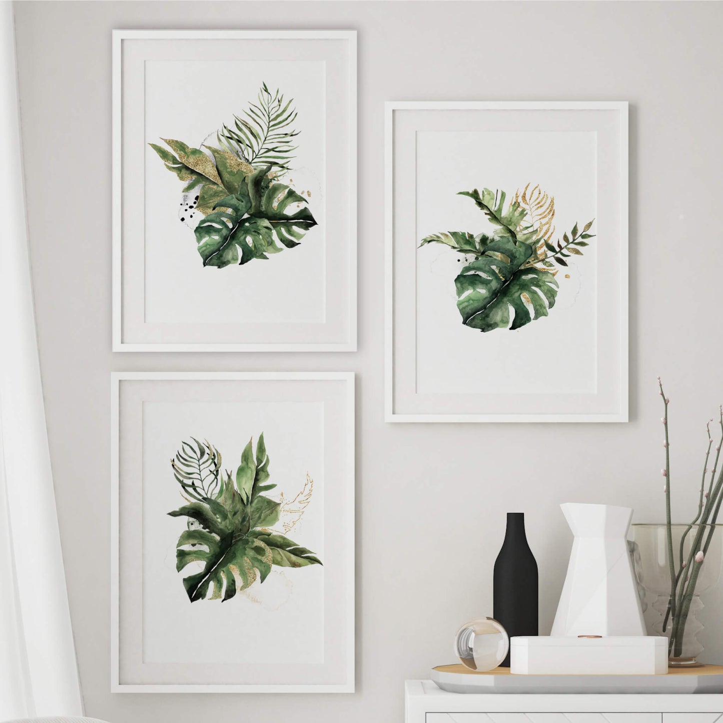 Botanical Leaves Print, Set of Three