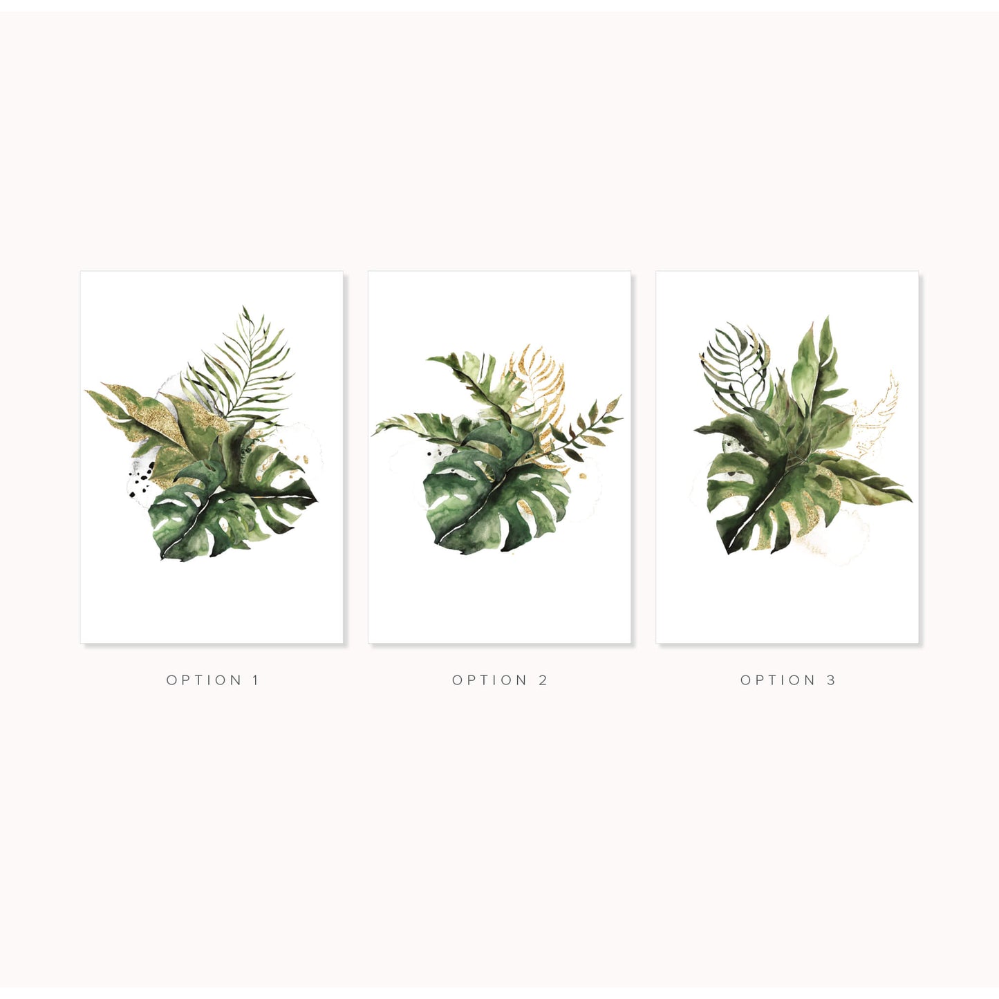 Botanical Leaves Print, Set of Three