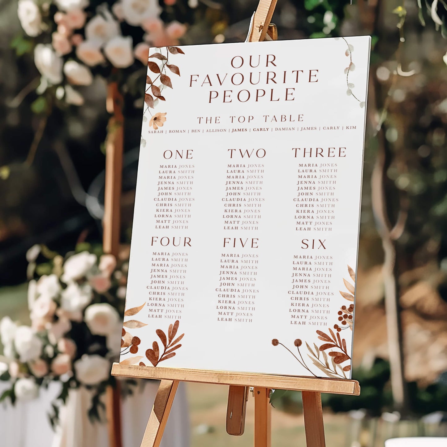 Verdant Boho Wedding Table Plan