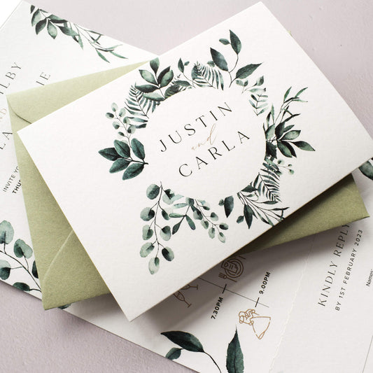 Folded Botanical Wedding Invitation