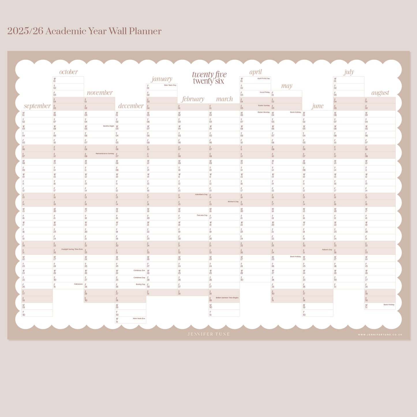 2025/26 Academic Year Wall Planner