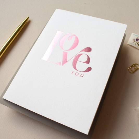 Love You Pink Foil Card