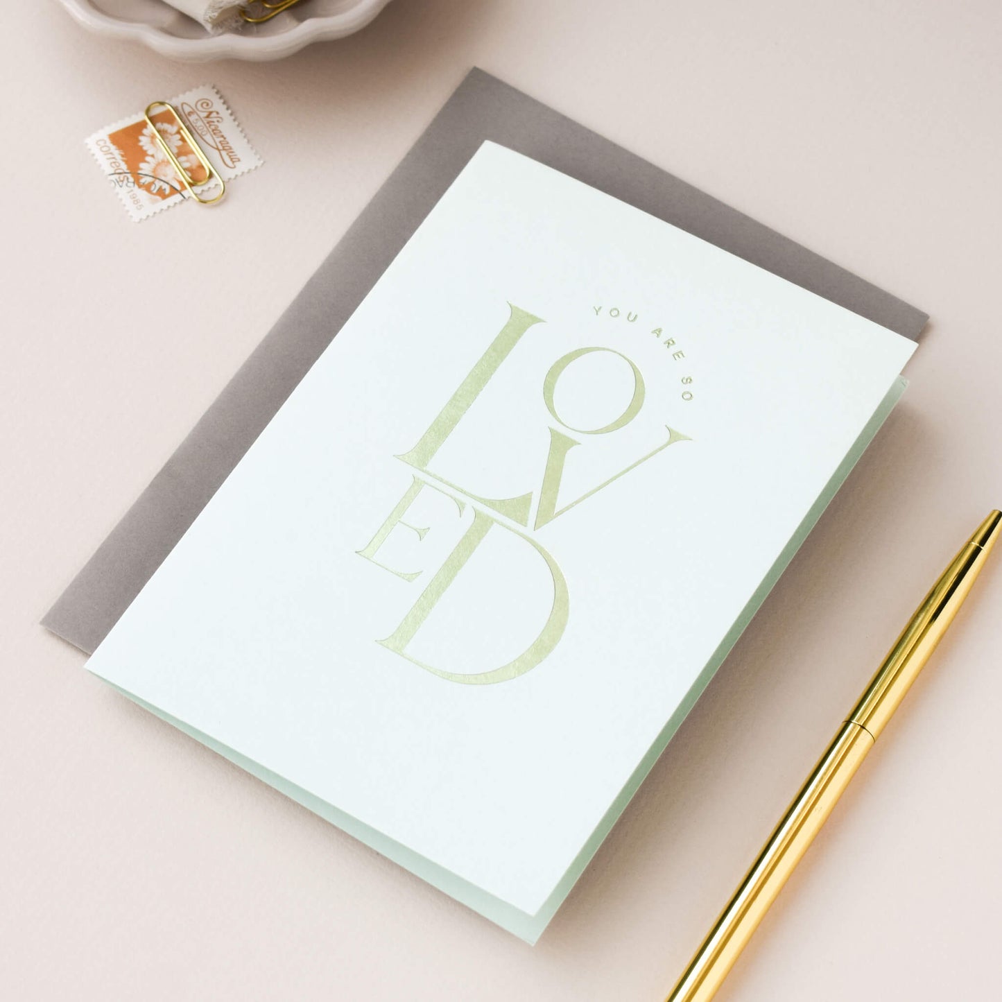 You Are So Loved Card in Mint Green