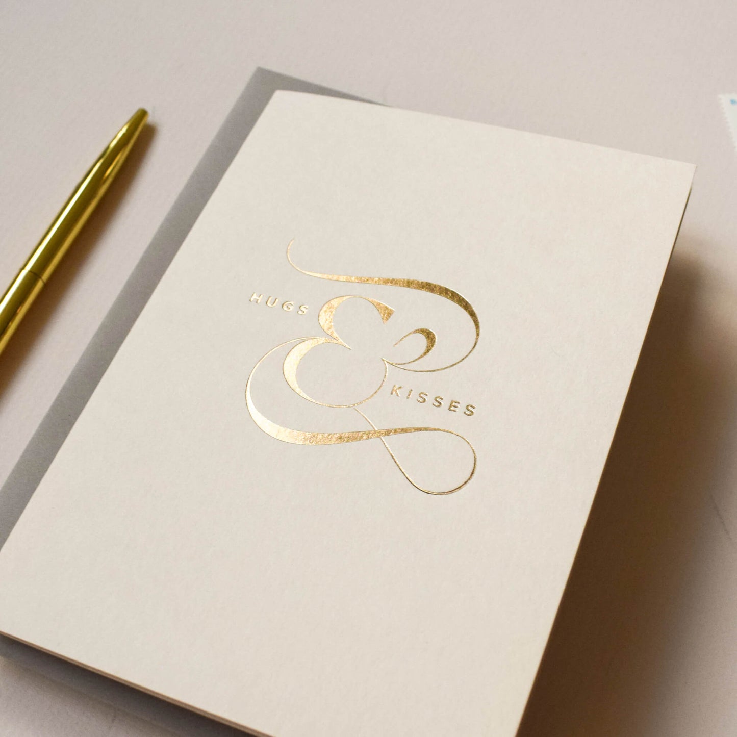 Hugs and Kisses Card in Gold Foil