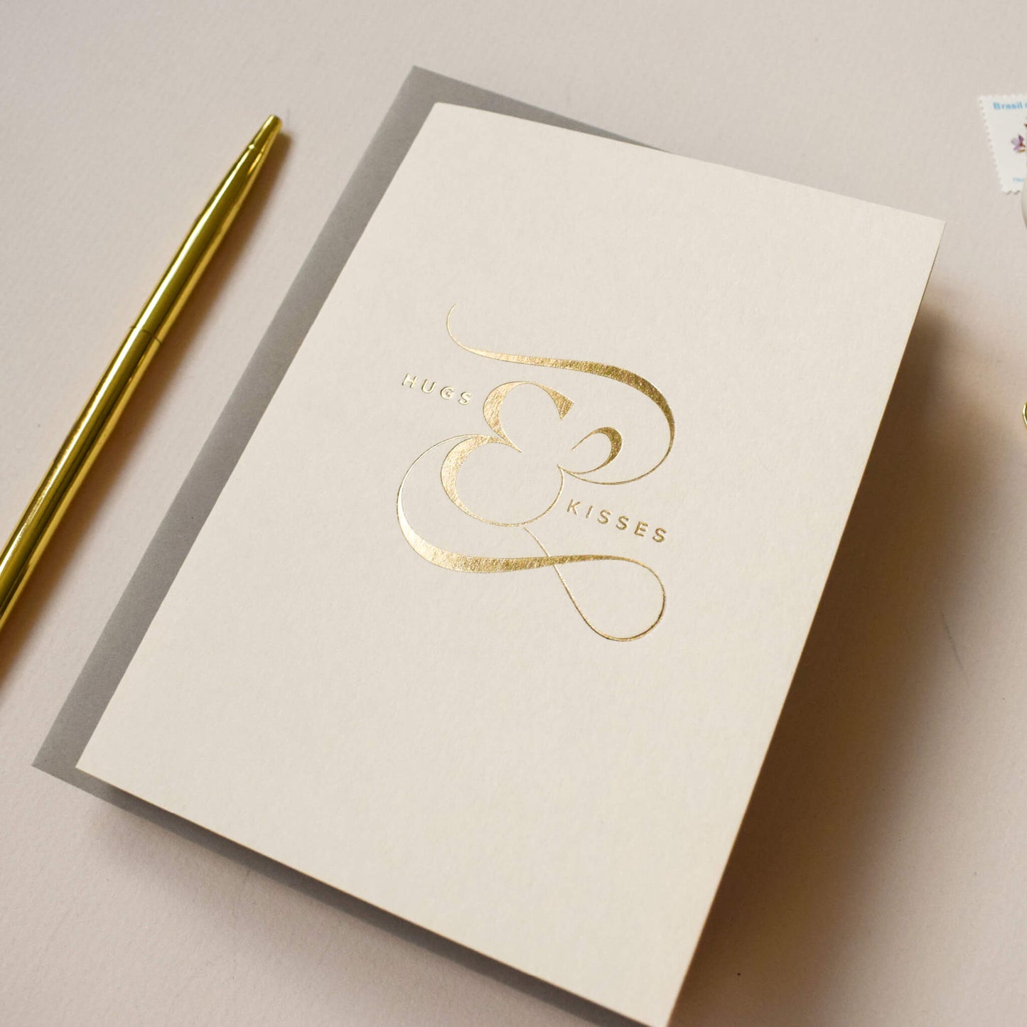 Hugs and Kisses Card in Gold Foil