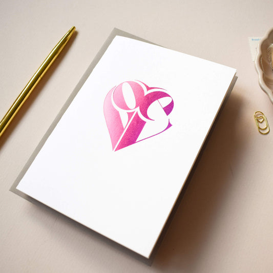 Love Heart Pink Foil Card