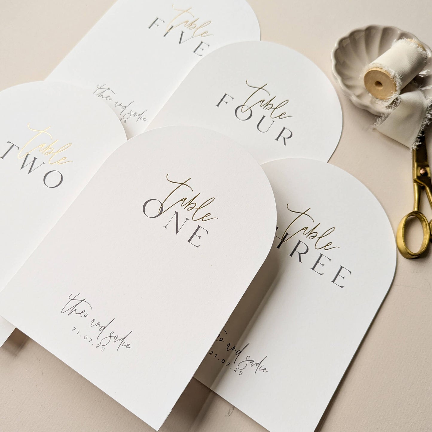 Gold Foil Arch Table Numbers