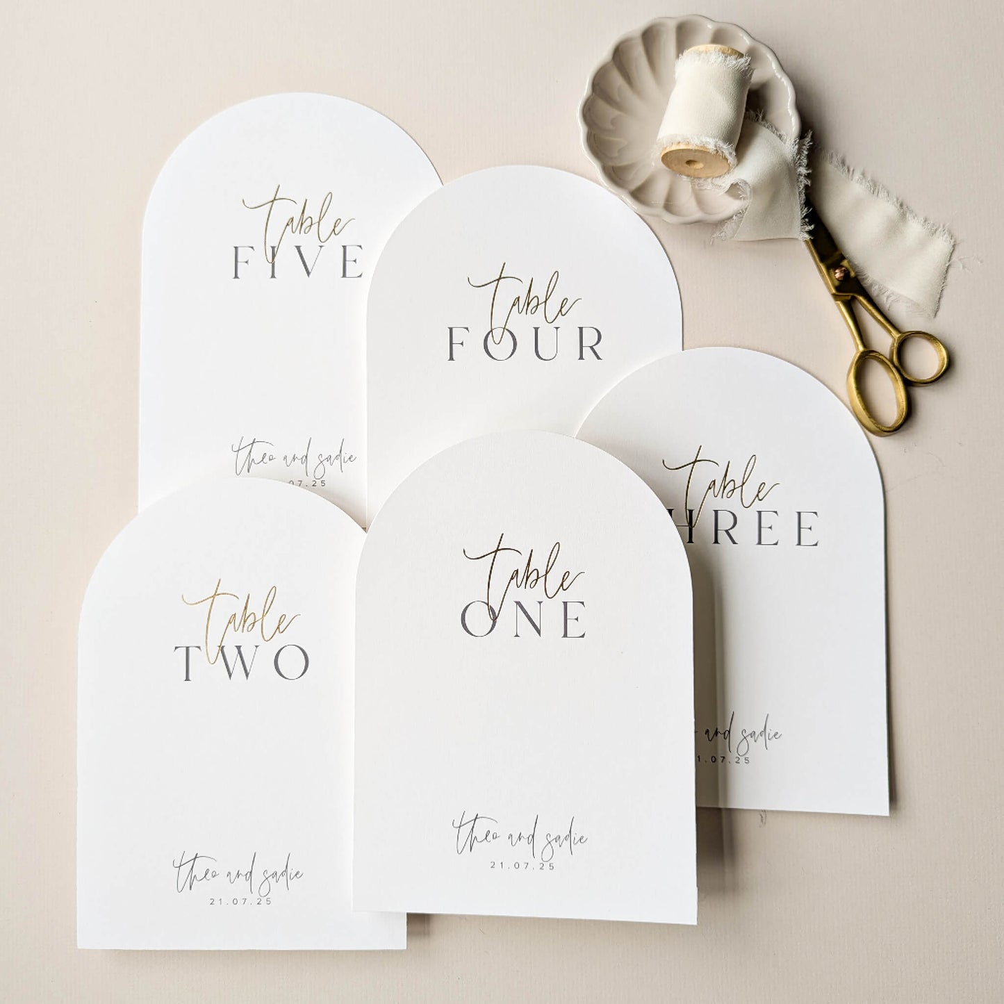Gold Foil Arch Table Numbers