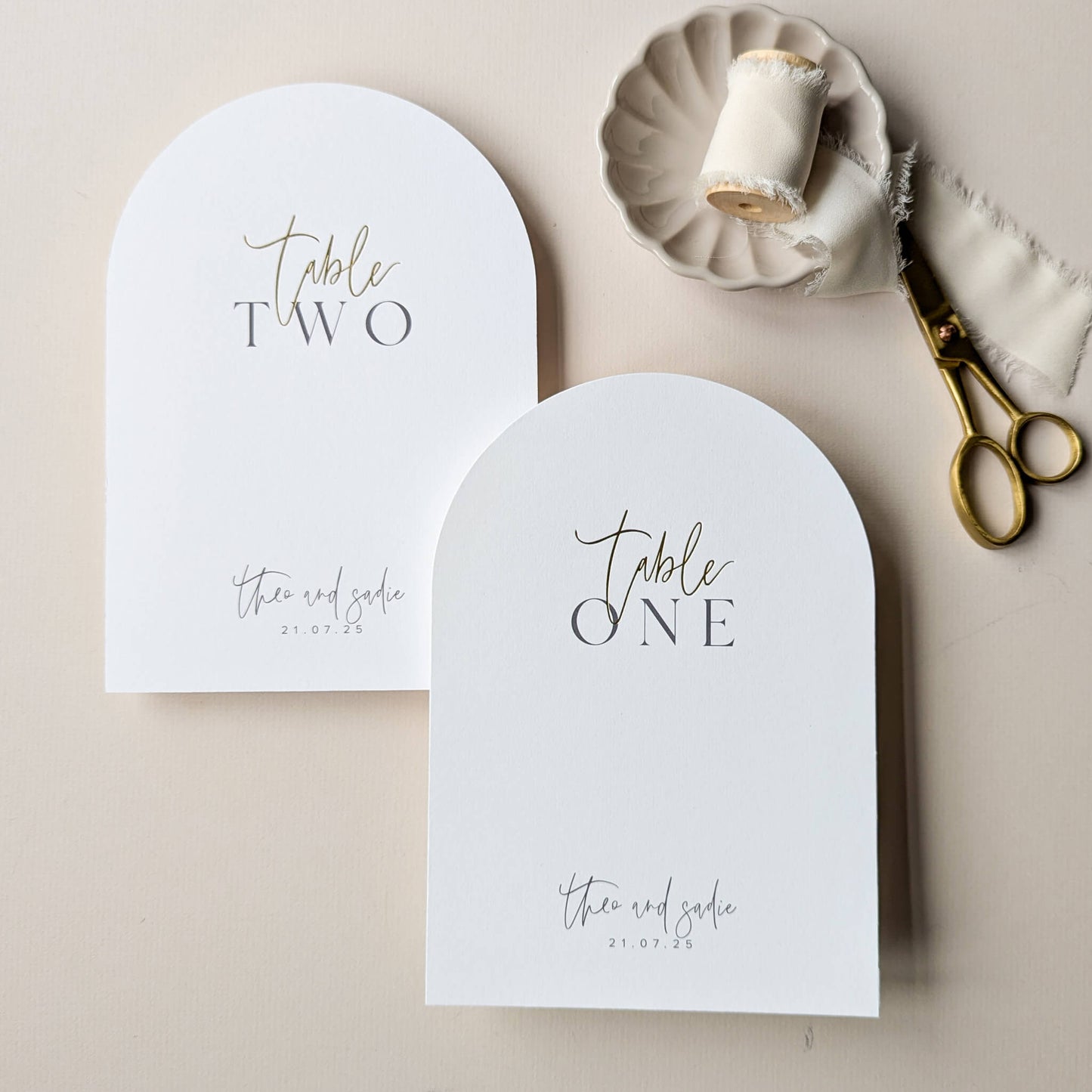 Gold Foil Arch Table Numbers