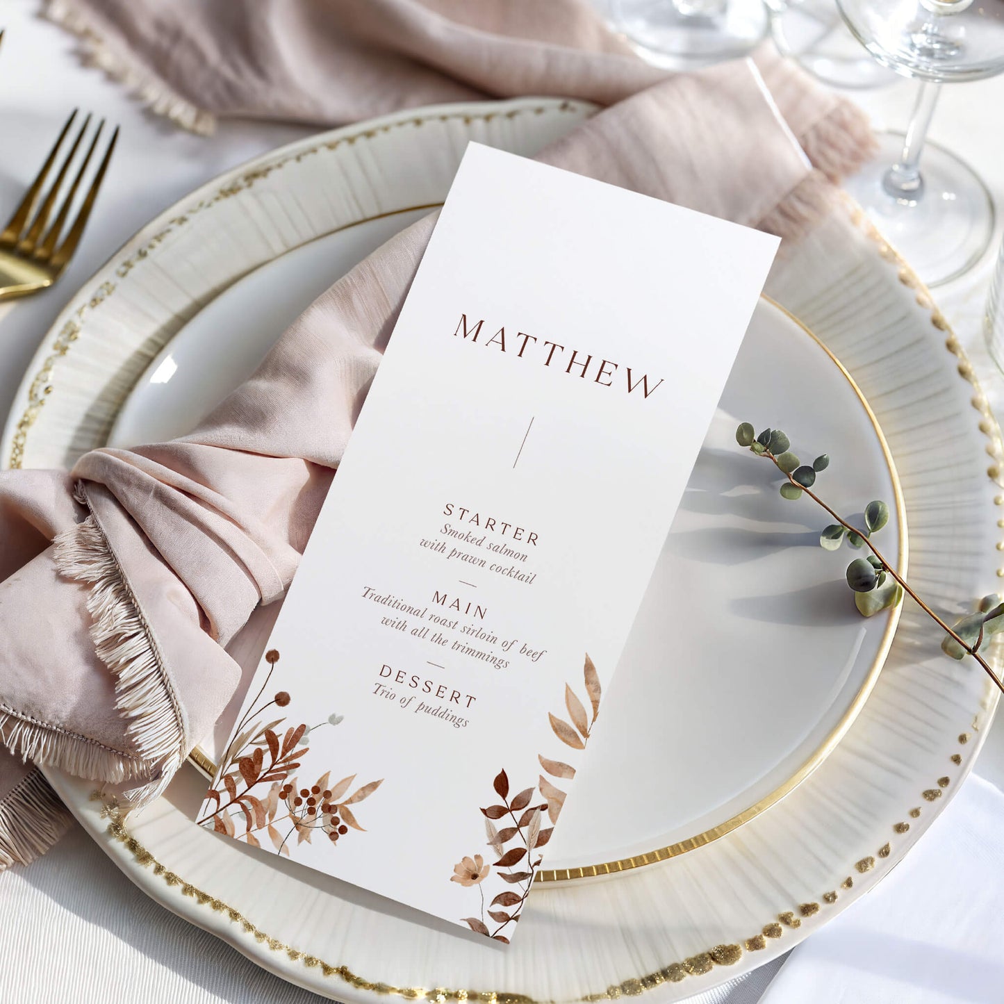 Boho Verdant Wedding Menu