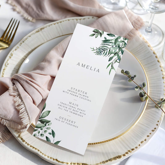 Verdant Wedding Menu