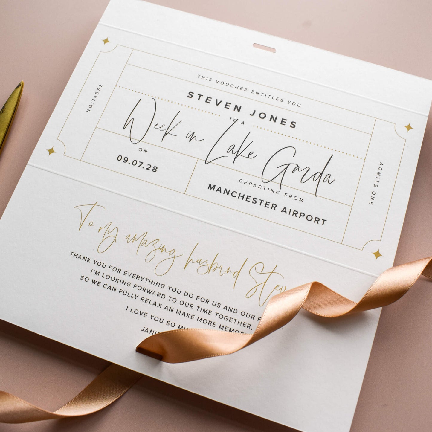 Personalised Anniversary Gift Voucher for Husband or Wife