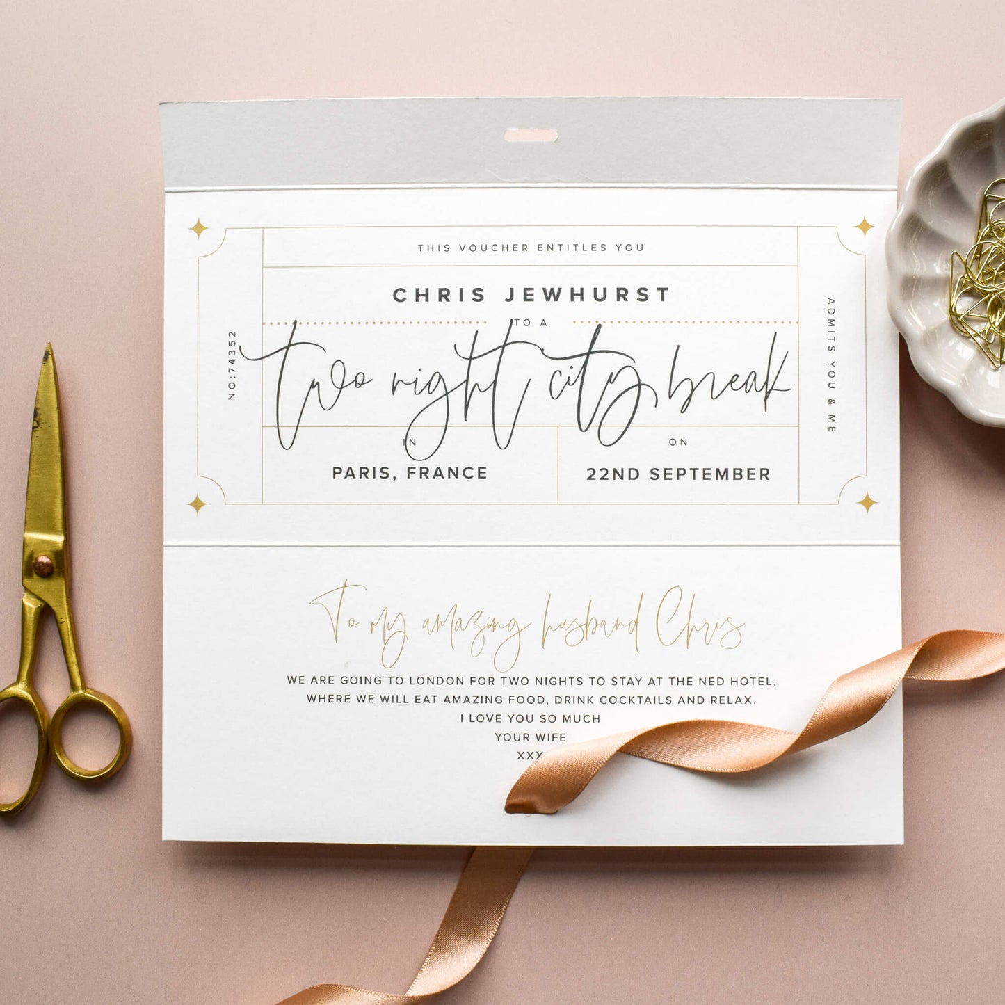 Personalised Anniversary Gift Voucher for Husband or Wife