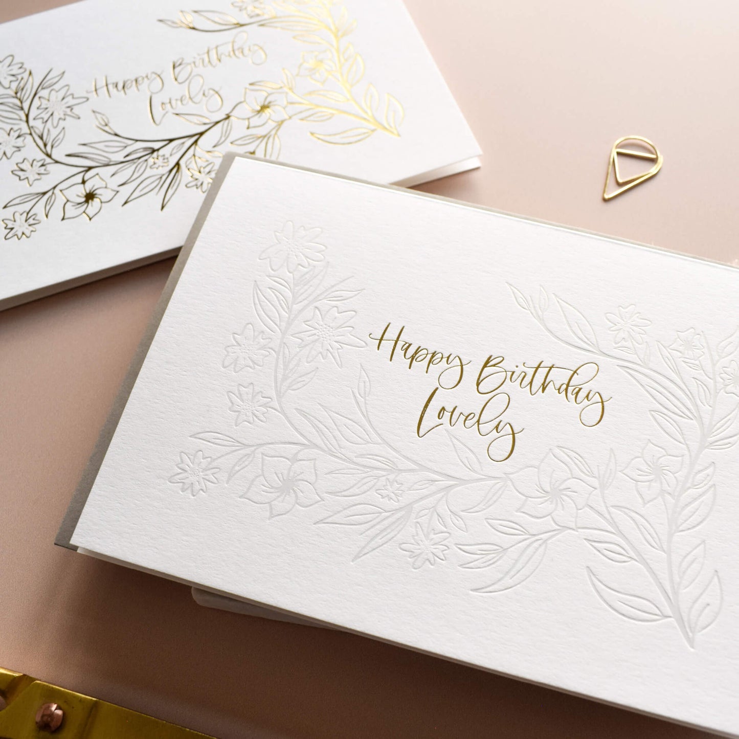 Gold Floral Birthday Card
