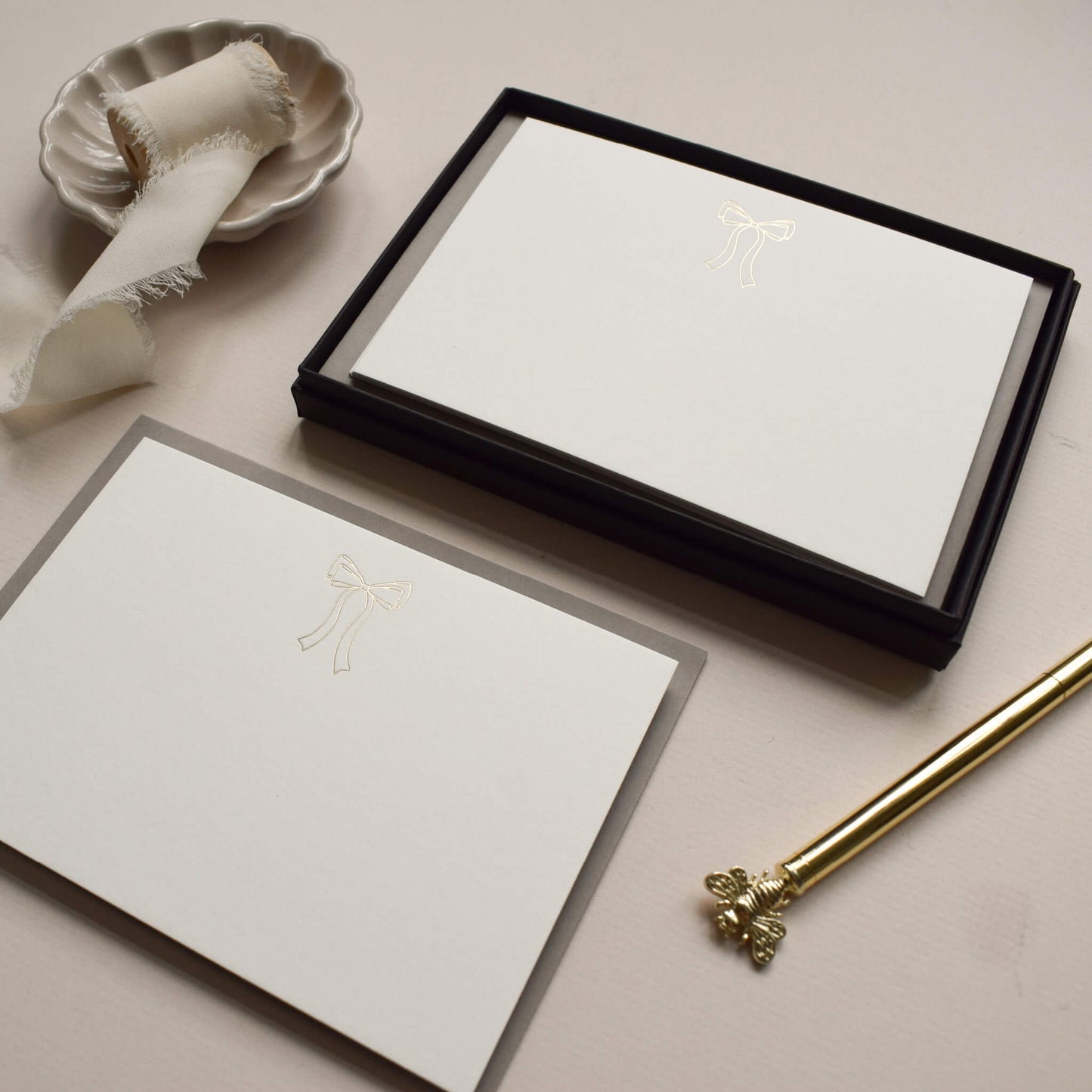 Gold Bow Luxury Notecards