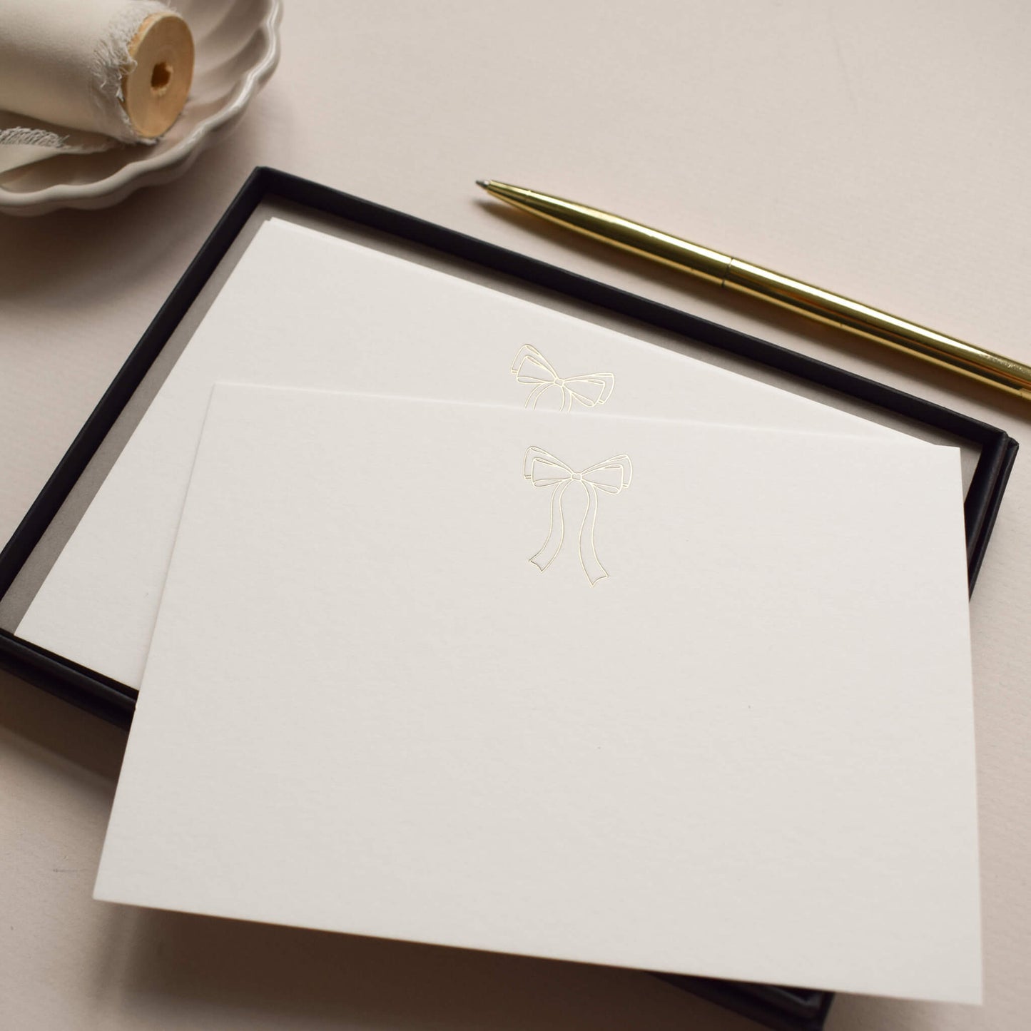 Gold Bow Luxury Notecards