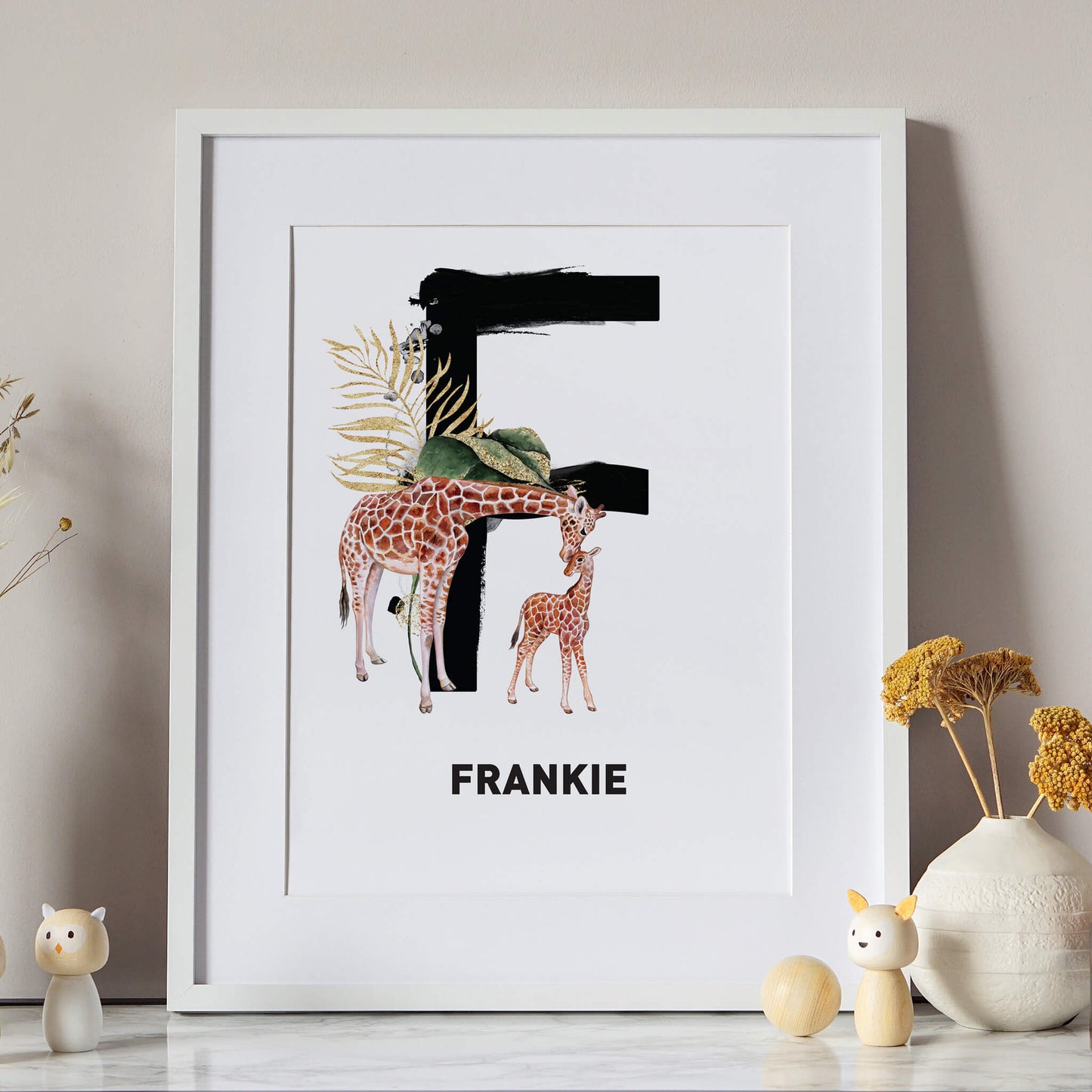 Personalised Safari Animals Initial Print