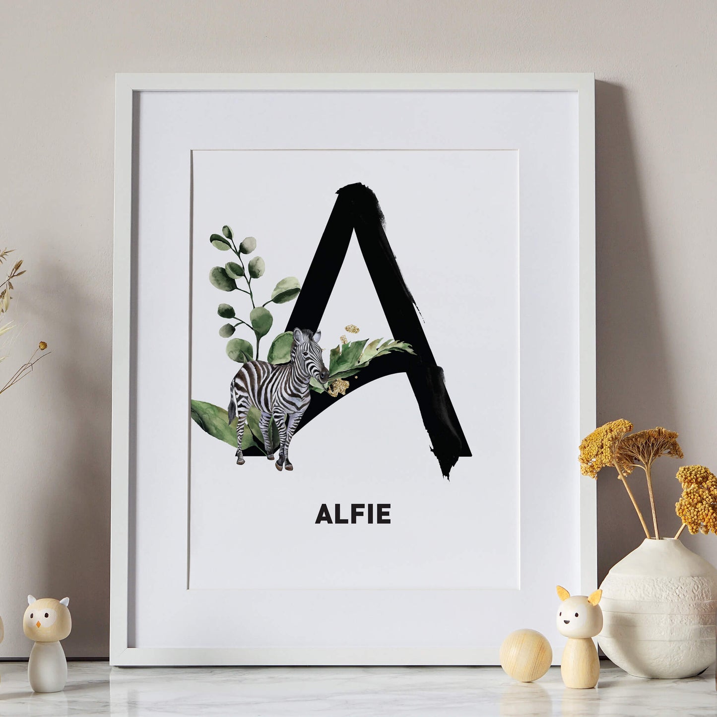 Personalised Safari Animals Initial Print