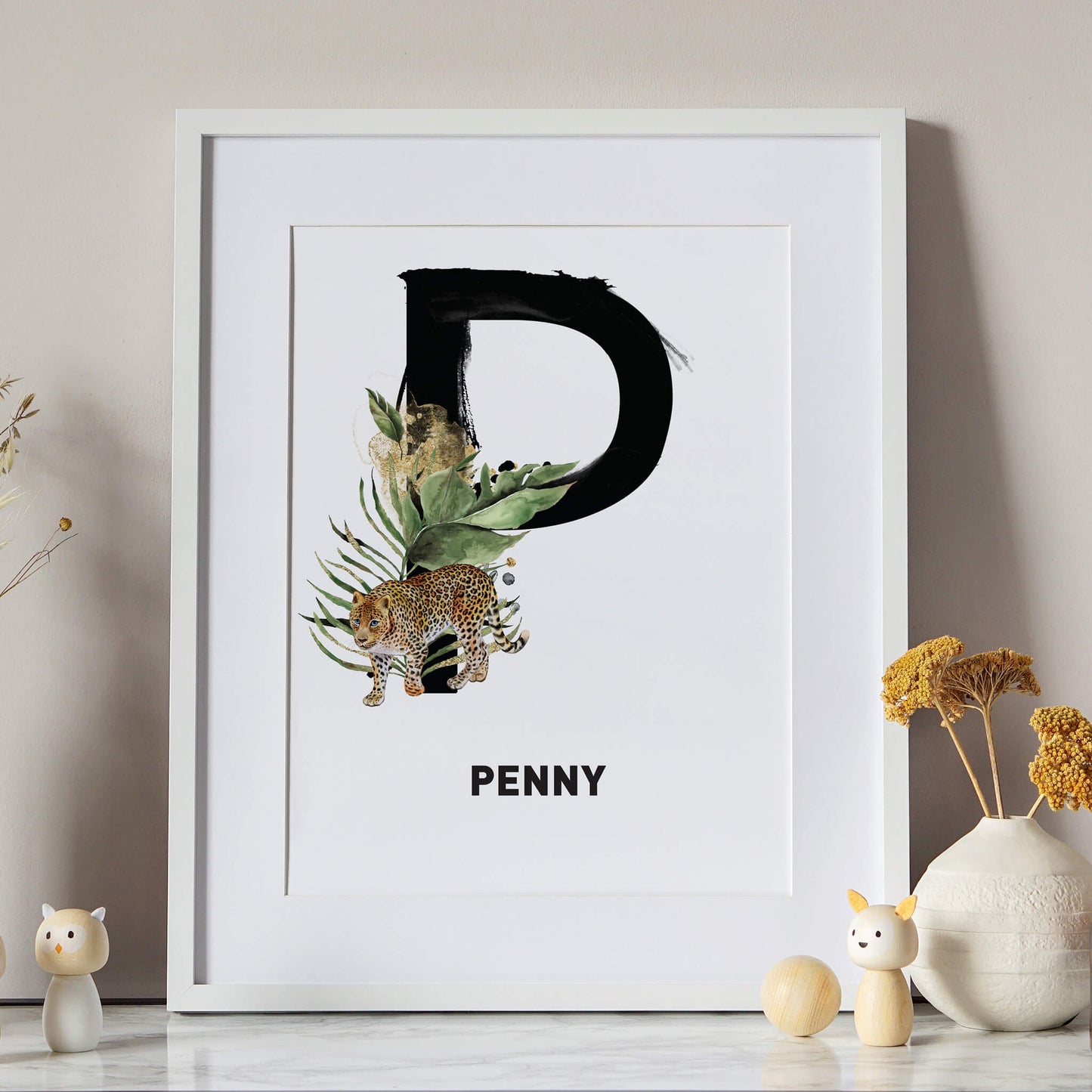 Personalised Safari Animals Initial Print