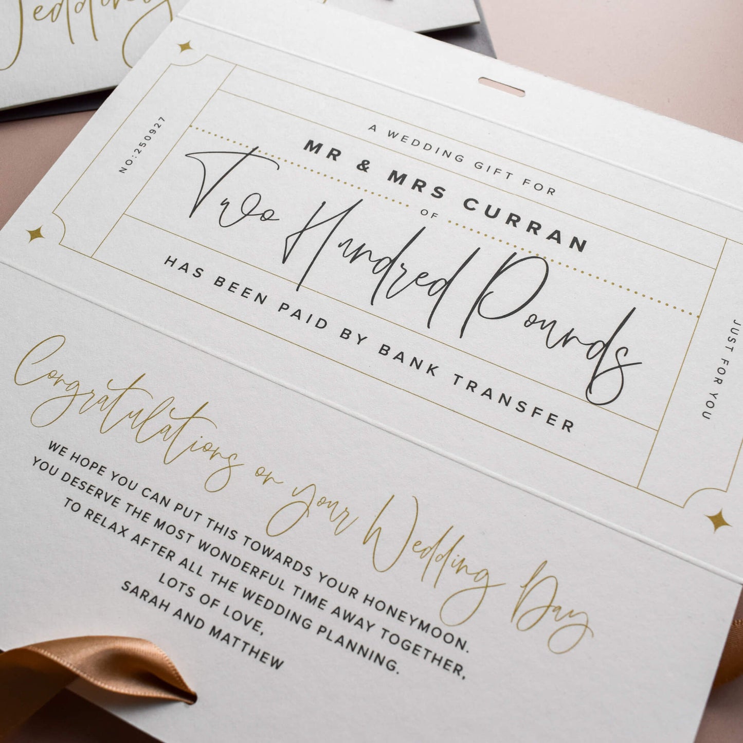 Personalised Wedding Day Gift Voucher