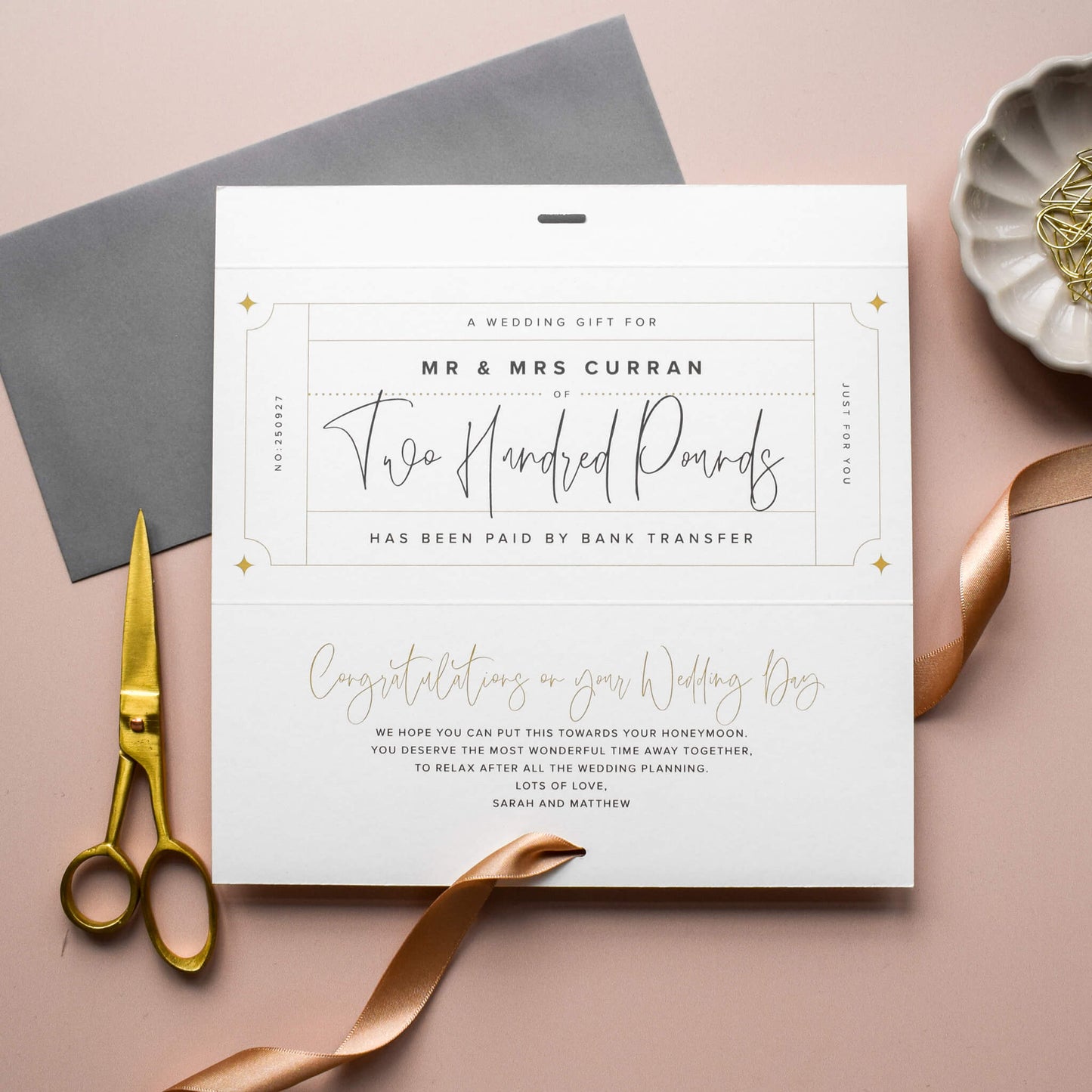 Personalised Wedding Day Gift Voucher